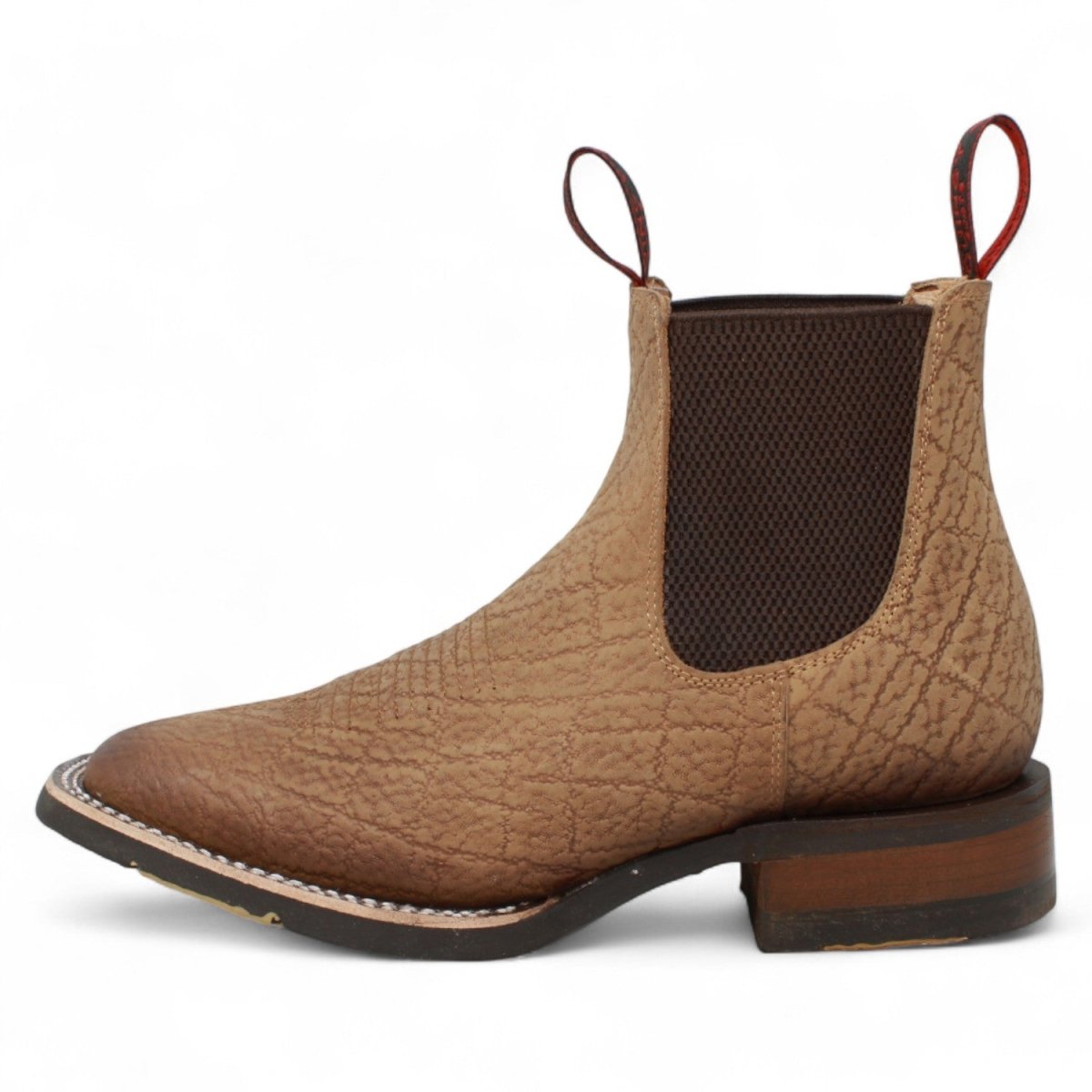 Botines Charros Quincy Punta Cuadrada Elefante Imaticion con Suela de Hule - Miel - Quincy Boots