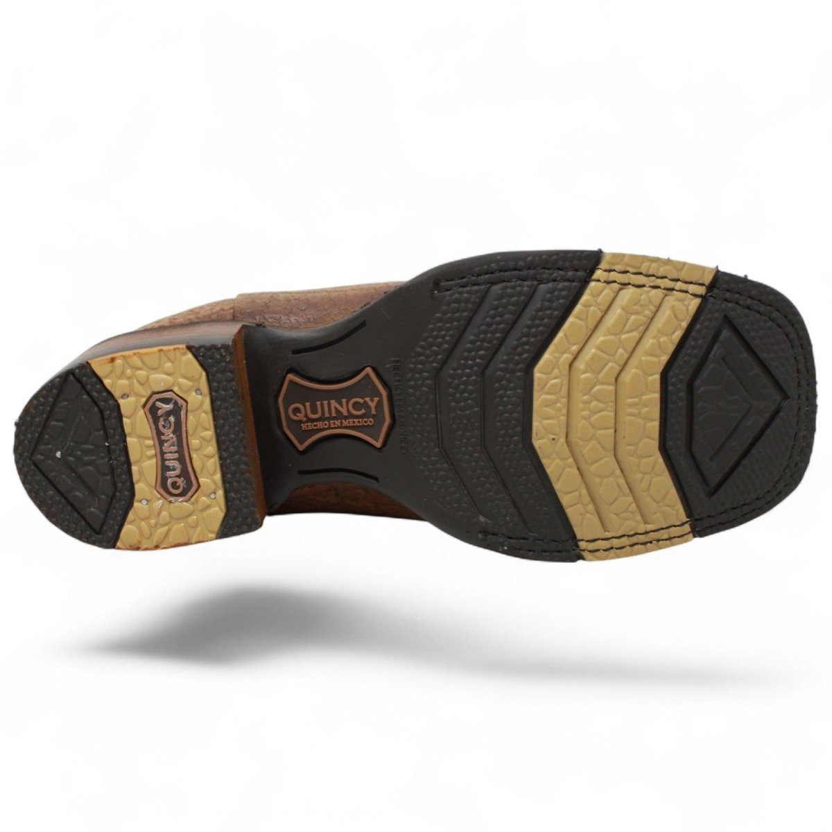 Botines Charros Quincy Punta Cuadrada Elefante Imaticion con Suela de Hule - Miel - Quincy Boots