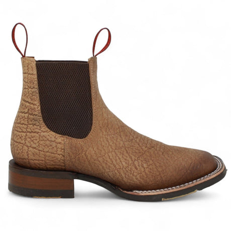 Botines Charros Quincy Punta Cuadrada Elefante Imaticion con Suela de Hule - Miel - Quincy Boots