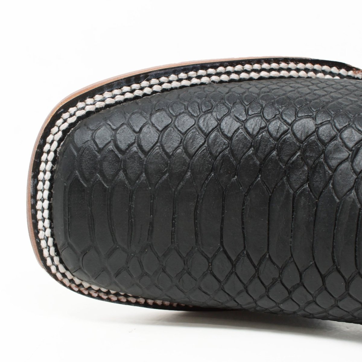 Botines Charros Quincy Punta Cuadrada Piton Imaticion Color Negro - Quincy Boots