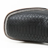 Botines Charros Quincy Punta Cuadrada Piton Imaticion Color Negro - Quincy Boots