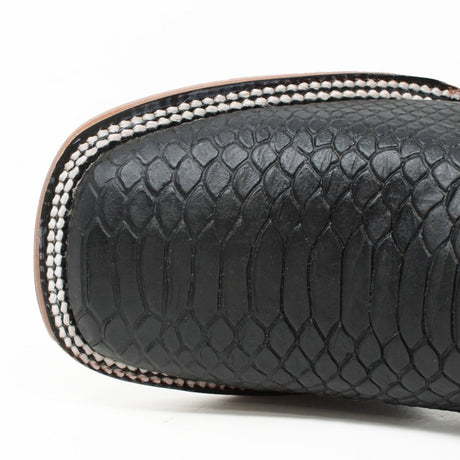 Botines Charros Quincy Punta Cuadrada Piton Imaticion Color Negro - Quincy Boots