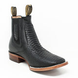 Botines Charros Quincy Punta Cuadrada Piton Imaticion Color Negro - Quincy Boots