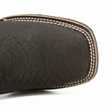 Botines Charros Quincy Punta Cuadrada Piton Imaticion con Suela de Hule Color Cafe - Quincy Boots