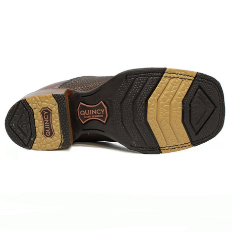 Botines Charros Quincy Punta Cuadrada Piton Imaticion con Suela de Hule Color Cafe - Quincy Boots