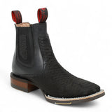 Botines Charros Quincy Punta Cuadrada Piton Imaticion con Suela de Hule Color Negro - Quincy Boots