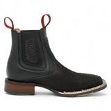 Botines Charros Quincy Punta Cuadrada Piton Imaticion con Suela de Hule Color Negro - Quincy Boots