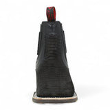 Botines Charros Quincy Punta Cuadrada Piton Imaticion con Suela de Hule Color Negro - Quincy Boots