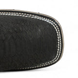 Botines Charros Quincy Punta Cuadrada Piton Imaticion con Suela de Hule Color Negro - Quincy Boots