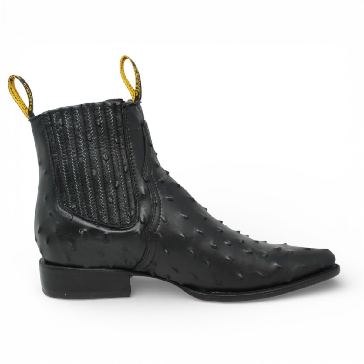 Botines de Avestruz Grabado Horma Puntal Negro - Rodeo Imports