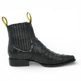 Botines de Avestruz Grabado Horma Puntal Negro - Rodeo Imports