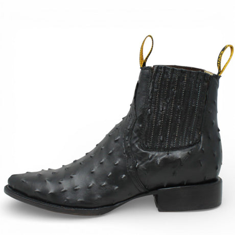 Botines de Avestruz Grabado Horma Puntal Negro - Rodeo Imports