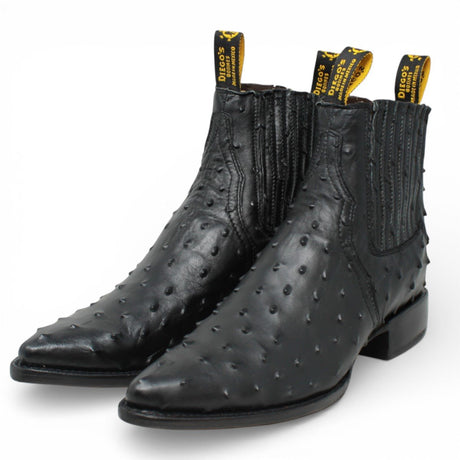 Botines de Avestruz Grabado Horma Puntal Negro - Rodeo Imports