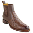 Botines de Avestruz Original Punta Redonda Roper Color Cafe Difuminado - Los Altos Boots - Los Altos Boots