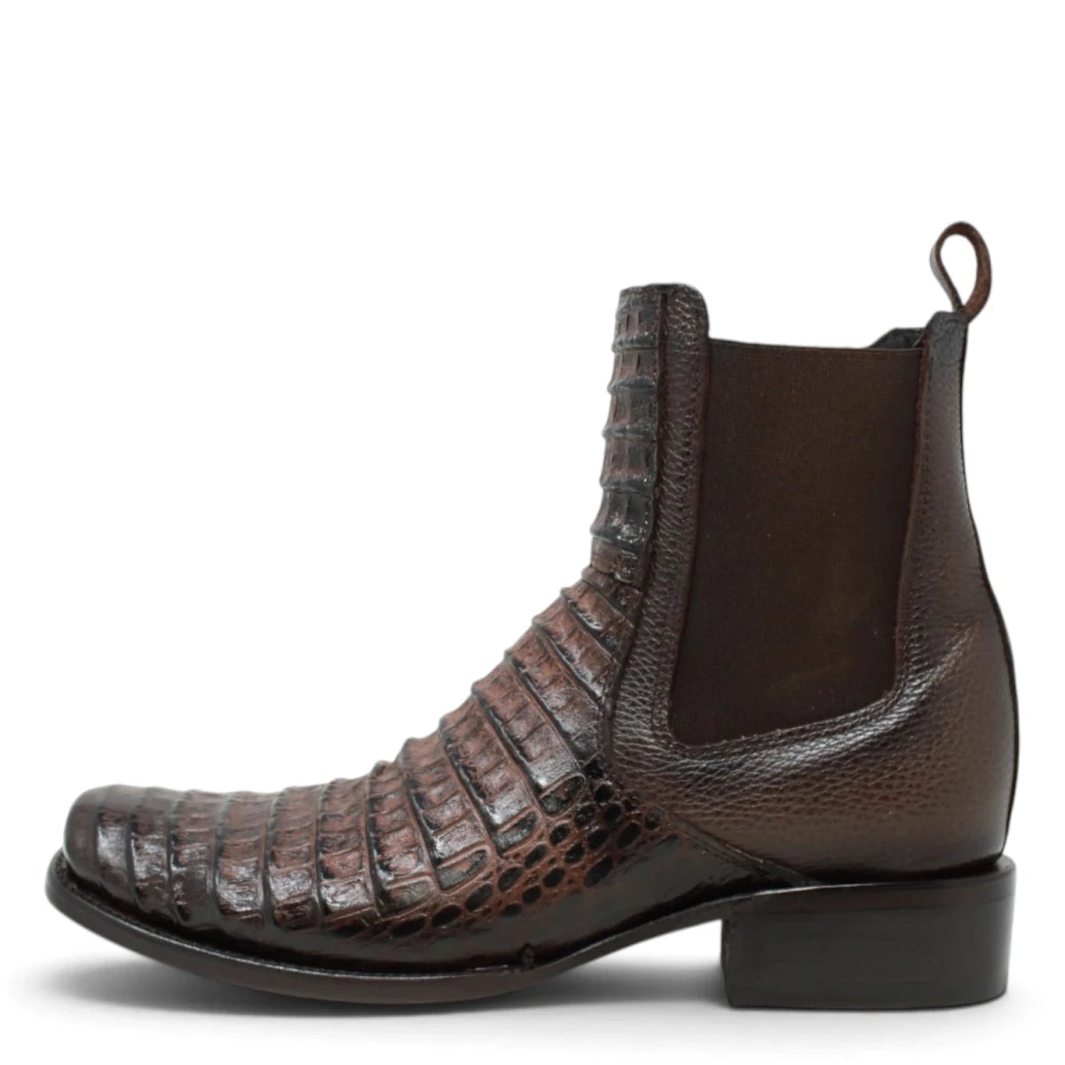 Botines de Caiman Grabado Punta Dubai Cuadrada con Zipper - La Carreta - La Carreta