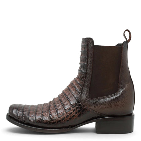 Botines de Caiman Grabado Punta Dubai Cuadrada con Zipper - La Carreta - La Carreta