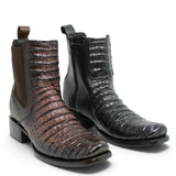 Botines de Caiman Grabado Punta Dubai Cuadrada con Zipper - La Carreta - La Carreta