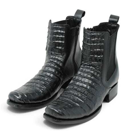 Botines de Caiman Grabado Punta Dubai Cuadrada con Zipper - La Carreta - La Carreta