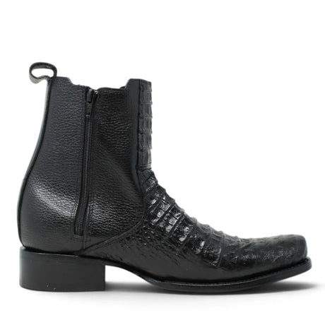 Botines de Caiman Grabado Punta Dubai Cuadrada con Zipper - La Carreta - La Carreta