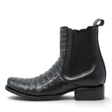 Botines de Caiman Grabado Punta Dubai Cuadrada con Zipper - La Carreta - La Carreta