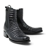 Botines de Caiman Grabado Punta Dubai Cuadrada con Zipper - La Carreta - La Carreta
