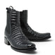 Botines de Caiman Grabado Punta Dubai Cuadrada con Zipper - La Carreta - La Carreta