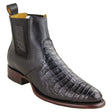 Botines de Cocodrilo Caiman Panza Original Punta Redonda Roper Color Negro - Los Altos Boots - Los Altos Boots
