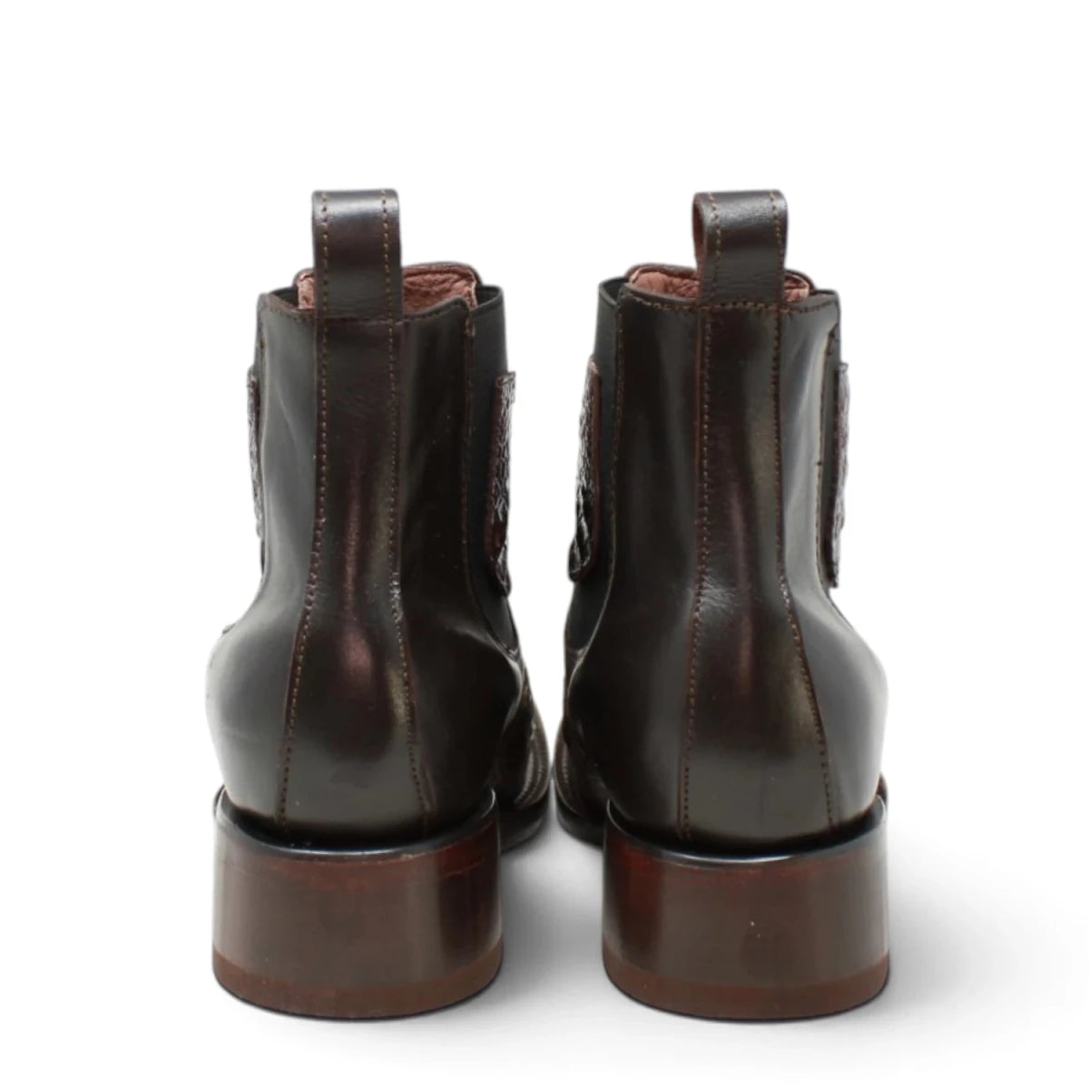 Botines de Cocodrilo Grabado Nuca con Punta Cuadrada Color Chocolate Q82B8294 - Quincy Boots