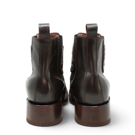 Botines de Cocodrilo Grabado Nuca con Punta Cuadrada Color Chocolate Q82B8294 - Quincy Boots