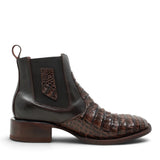 Botines de Cocodrilo Grabado Nuca con Punta Cuadrada Color Chocolate Q82B8294 - Quincy Boots