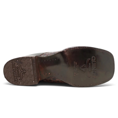 Botines de Cocodrilo Grabado Nuca con Punta Cuadrada Color Chocolate Q82B8294 - Quincy Boots