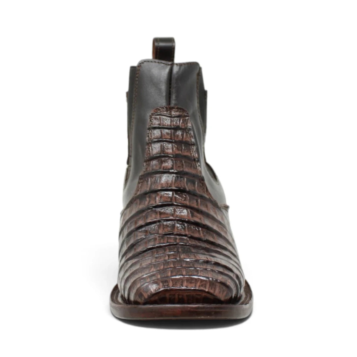 Botines de Cocodrilo Grabado Nuca con Punta Cuadrada Color Chocolate Q82B8294 - Quincy Boots