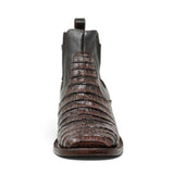 Botines de Cocodrilo Grabado Nuca con Punta Cuadrada Color Chocolate Q82B8294 - Quincy Boots