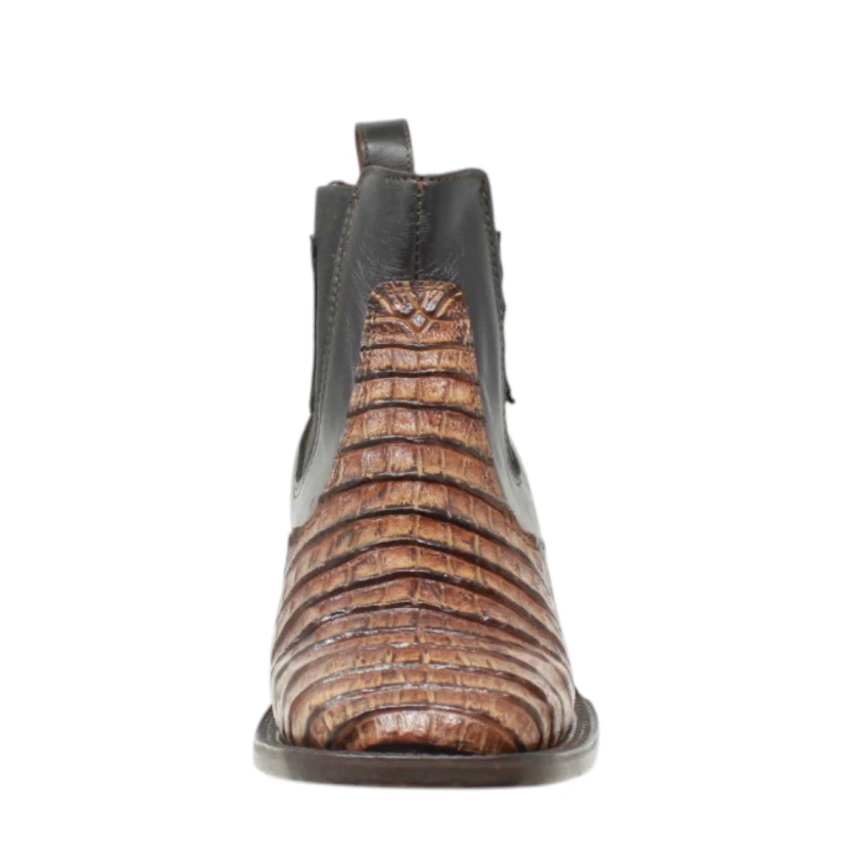 Botines de Cocodrilo Grabado Panza con Punta Cuadrada Color Miel Q82B8251 - Quincy Boots