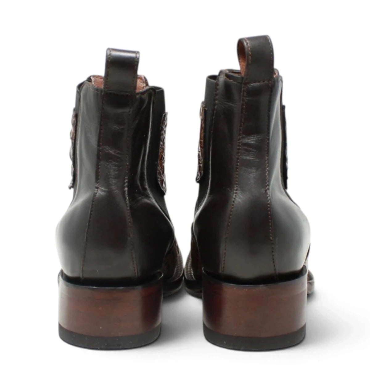 Botines de Cocodrilo Grabado Panza con Punta Cuadrada Color Miel Q82B8251 - Quincy Boots