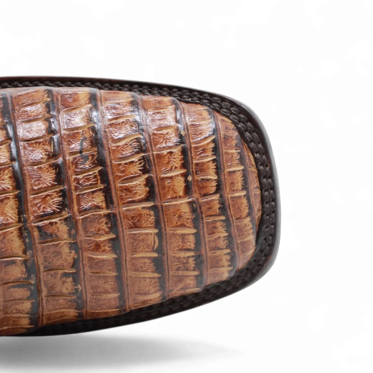 Botines de Cocodrilo Grabado Panza con Punta Cuadrada Color Miel Q82B8251 - Quincy Boots