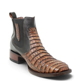 Botines de Cocodrilo Grabado Panza con Punta Cuadrada Color Miel Q82B8251 - Quincy Boots