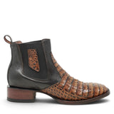 Botines de Cocodrilo Grabado Panza con Punta Cuadrada Color Miel Q82B8251 - Quincy Boots