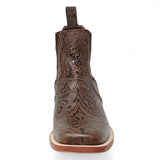 Botines de Cuero Cincelado Punta Cuadrada Color Cafe Hombre - Tanner Mark Boots - Tanner Mark Boots