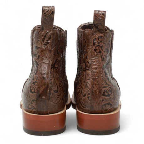 Botines de Cuero Cincelado Punta Cuadrada Color Cafe Hombre - Tanner Mark Boots - Tanner Mark Boots