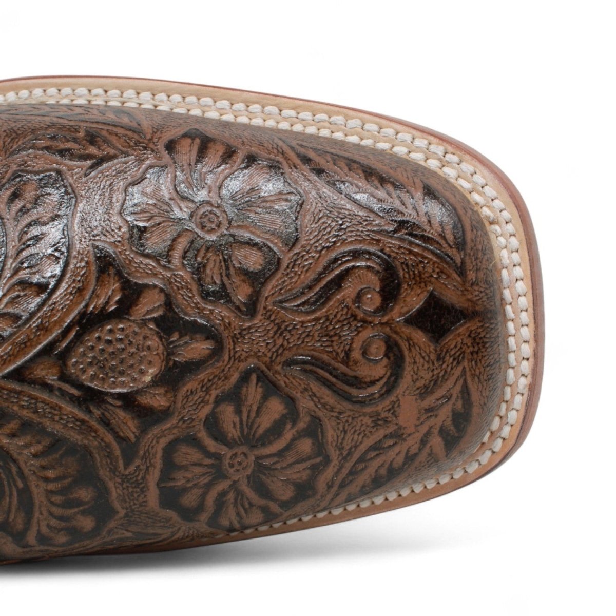 Botines de Cuero Cincelado Punta Cuadrada Color Cafe Hombre - Tanner Mark Boots - Tanner Mark Boots