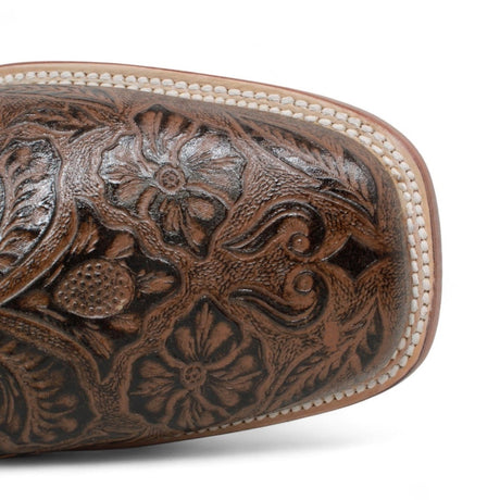 Botines de Cuero Cincelado Punta Cuadrada Color Cafe Hombre - Tanner Mark Boots - Tanner Mark Boots