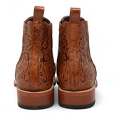 Botines de Cuero Cincelado Punta Cuadrada Color Cognac Hombre - Tanner Mark Boots - Tanner Mark Boots