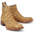 Botines de Cuero Pirarucu Grabado Punta Cuadrada Color Arena Hombre - Tanner Mark Boots - Tanner Mark Boots