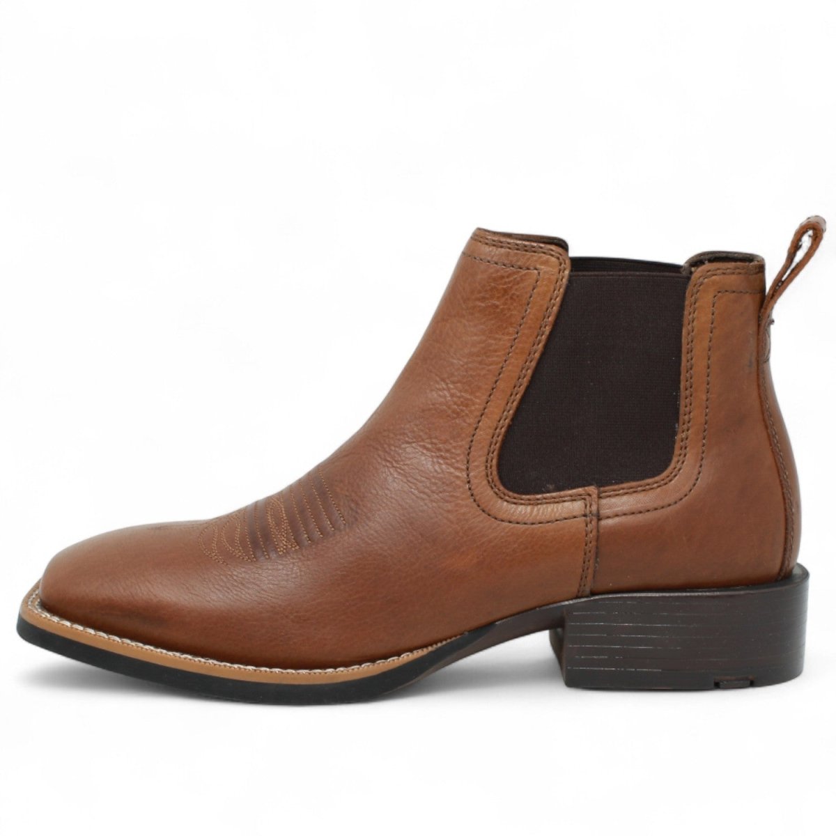 Botines de Cuero Punta Cuadrada Color Cafe Hombre - Tanner Mark Boots - Tanner Mark Boots