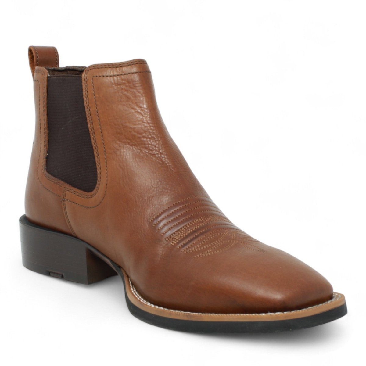 Botines de Cuero Punta Cuadrada Color Cafe Hombre - Tanner Mark Boots - Tanner Mark Boots