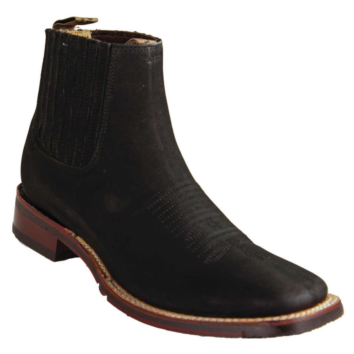 Botines de Gamuza Punta Cuadrada Ancha Color Negro - Los Altos Boots - Los Altos Boots