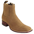 Botines de Gamuza Punta Cuadrada Ancha Color Taupe - Los Altos Boots - Los Altos Boots
