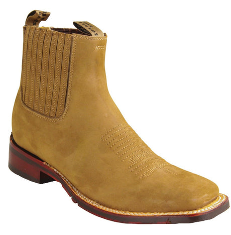 Botines de Gamuza Punta Cuadrada Ancha Color Taupe - Los Altos Boots - Los Altos Boots