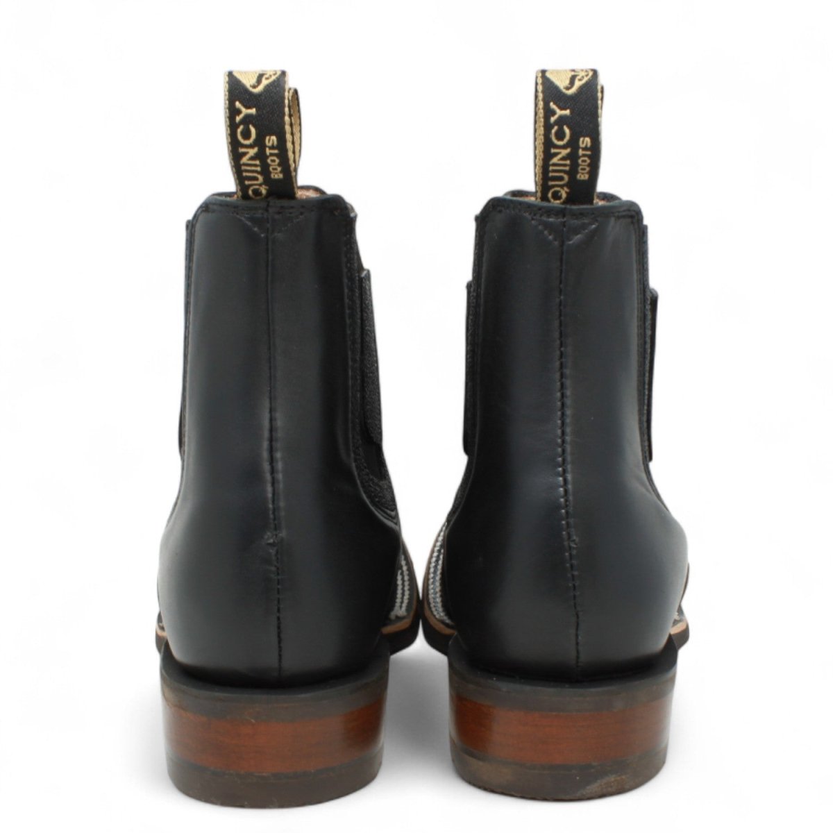 Botines de Mantaraya Grabada con Punta Cuadrada Color Negro - Quincy Boots